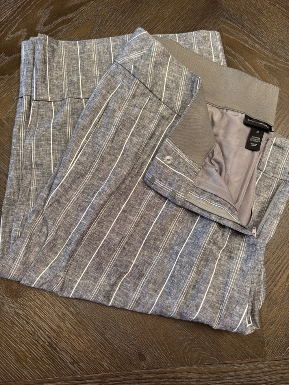 Lane Bryant Wide Leg Grey Pinstripe Cropped Dress Pants
